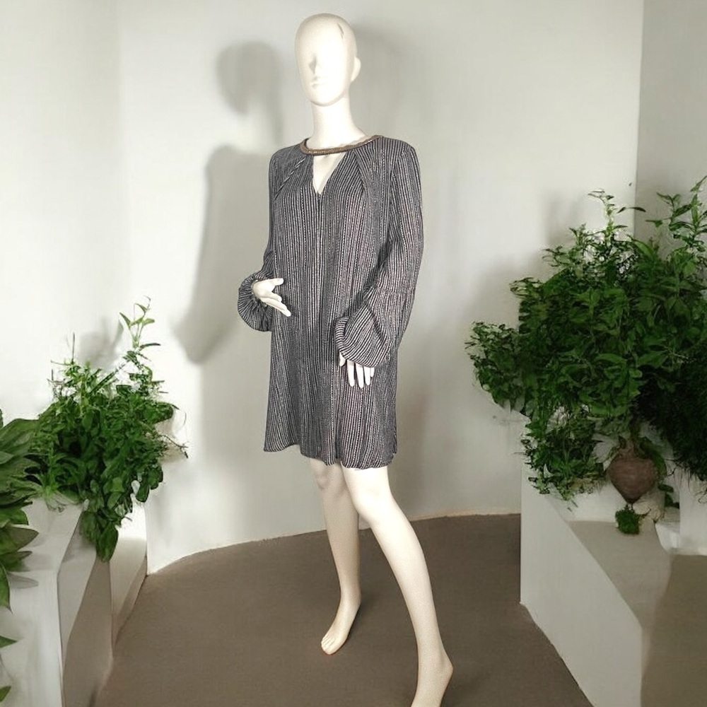 Altar'd State Black & Metallic Embellished Neck Long Sleeve Dress Size Large - Picture 15 of 16